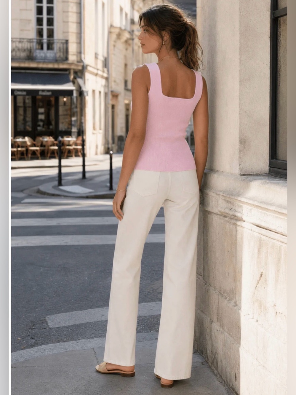 Sleeveless Pink Button-Front Knit Top - Picture 2 of 3